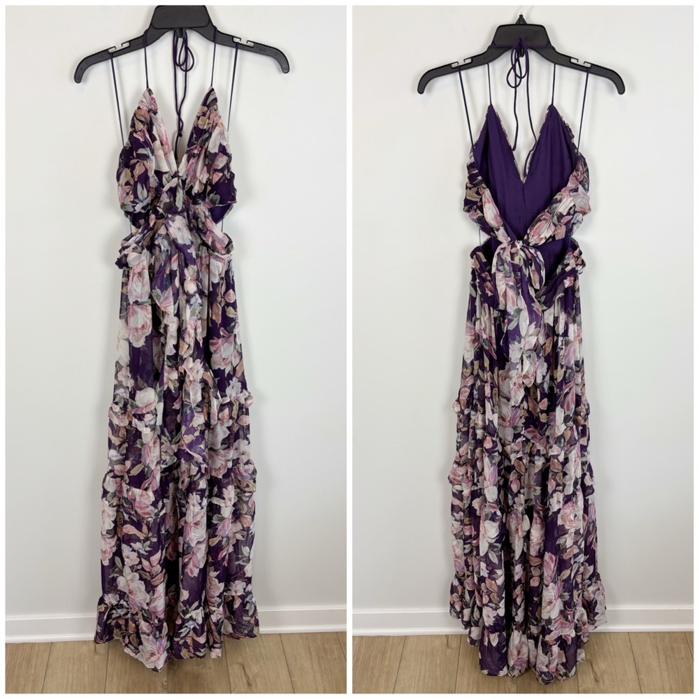 ASTR The Label Kitsune Dress in Purple Floral Size L - Picture 2 of 15
